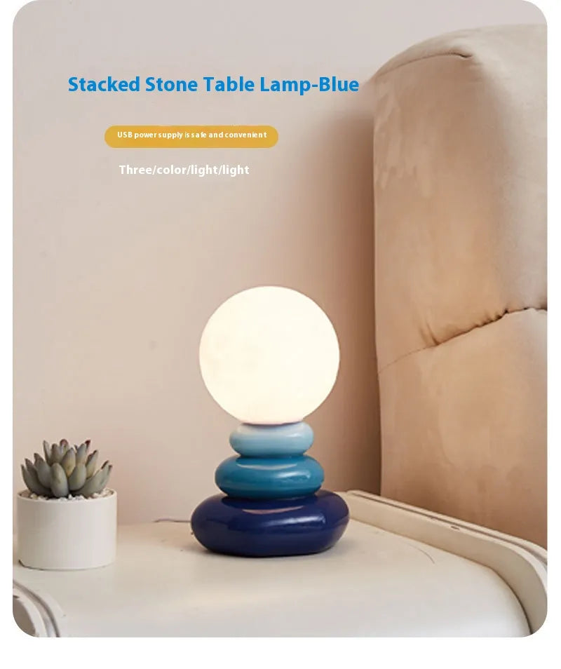 Luxe Stone Glow Nachttischlampe