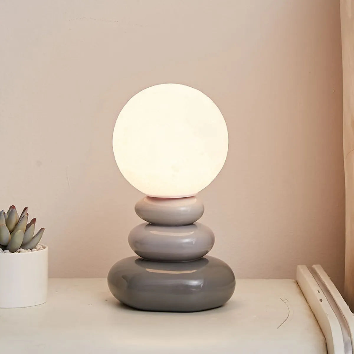 Luxe Stone Glow Bedside Lamp